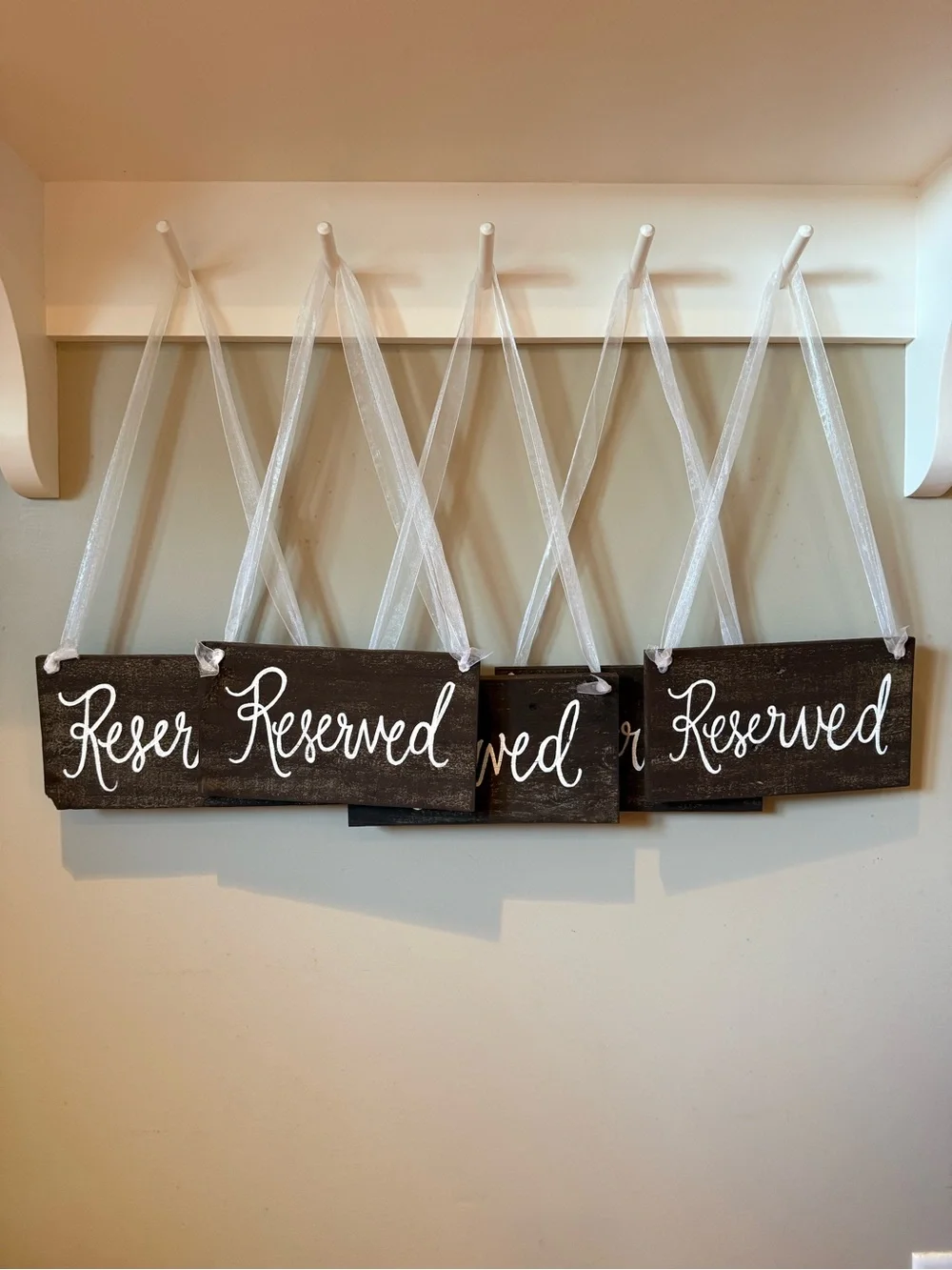 Set of 6 ‘Reserved’ Wooden Hanging Signs